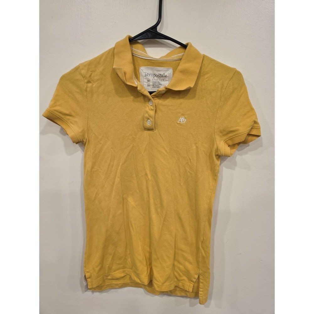 Y2K Aeropostale Yellow Polo Medium Fitted Preppy Layering Clean Girl Retro